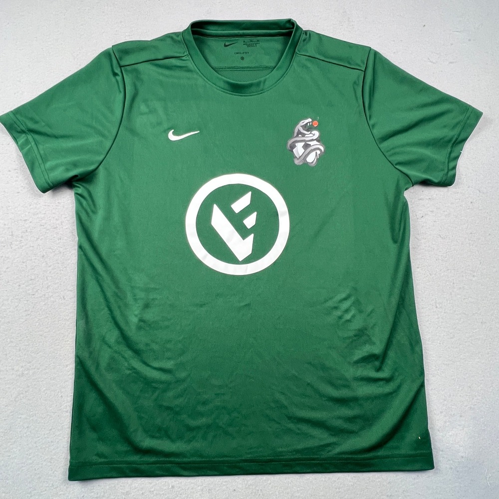 Nike Dri-FIT Soccer Jersey Mens XL Green Snake Cherry Graphic 22 Athletic Tee